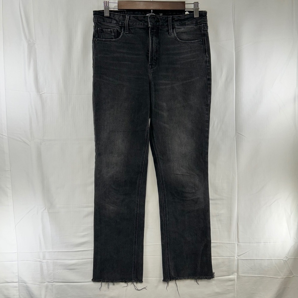 Old Navy Flare Ankle Jeans Womens 8 Washed Black High Rise Raw Hem